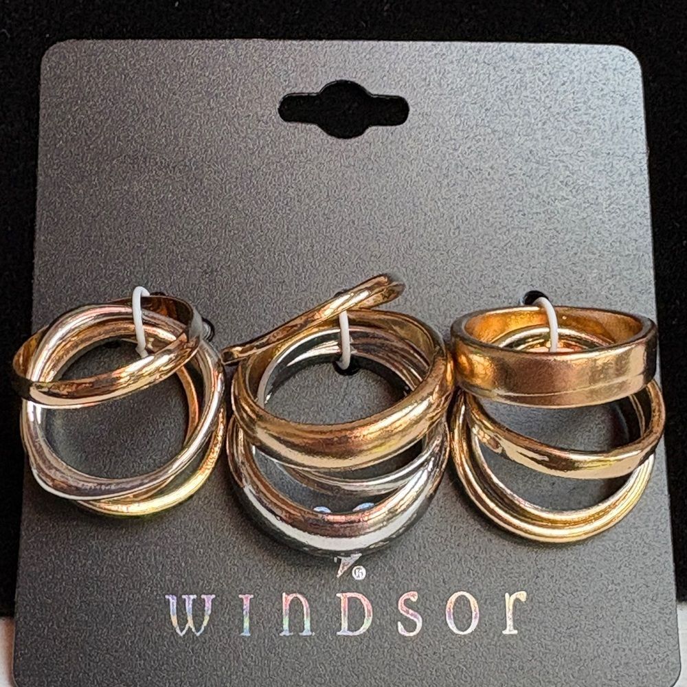 12 PCS Mixed Metal Ring Collection Size 7